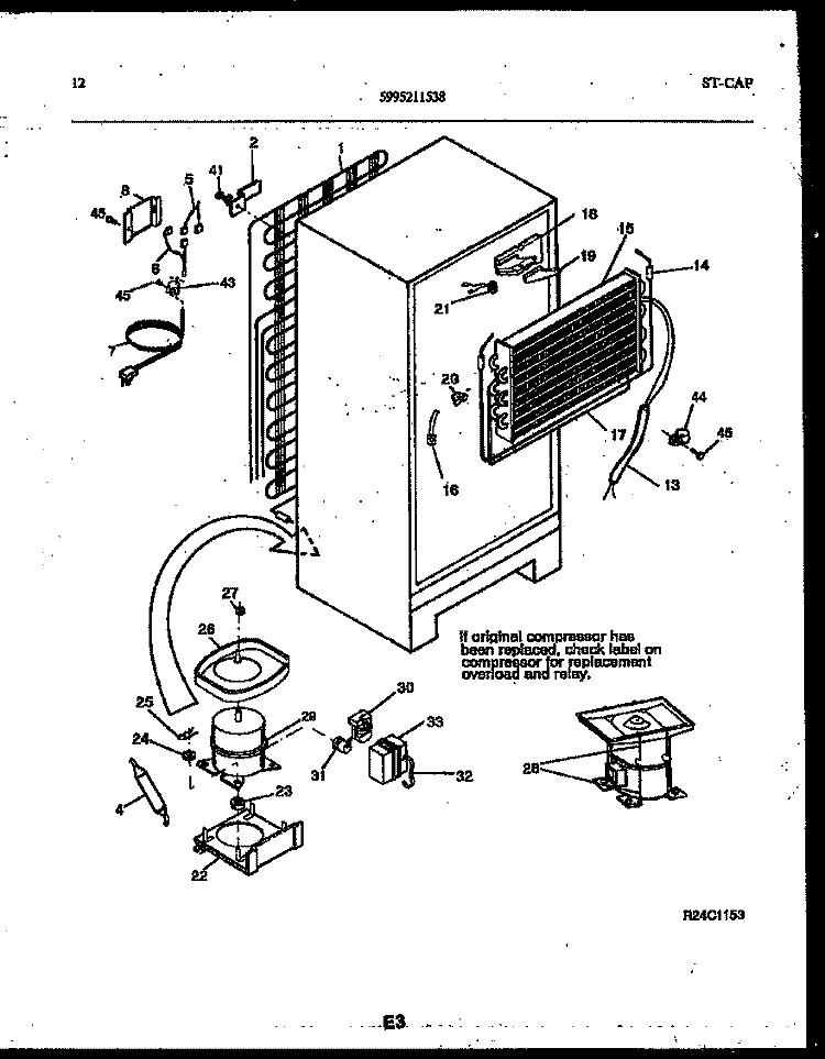 SYSTEM AND AUTOMATIC DEFROST PARTS Diagram and Parts List for RT196PLD0  Frigidaire Refrigerator