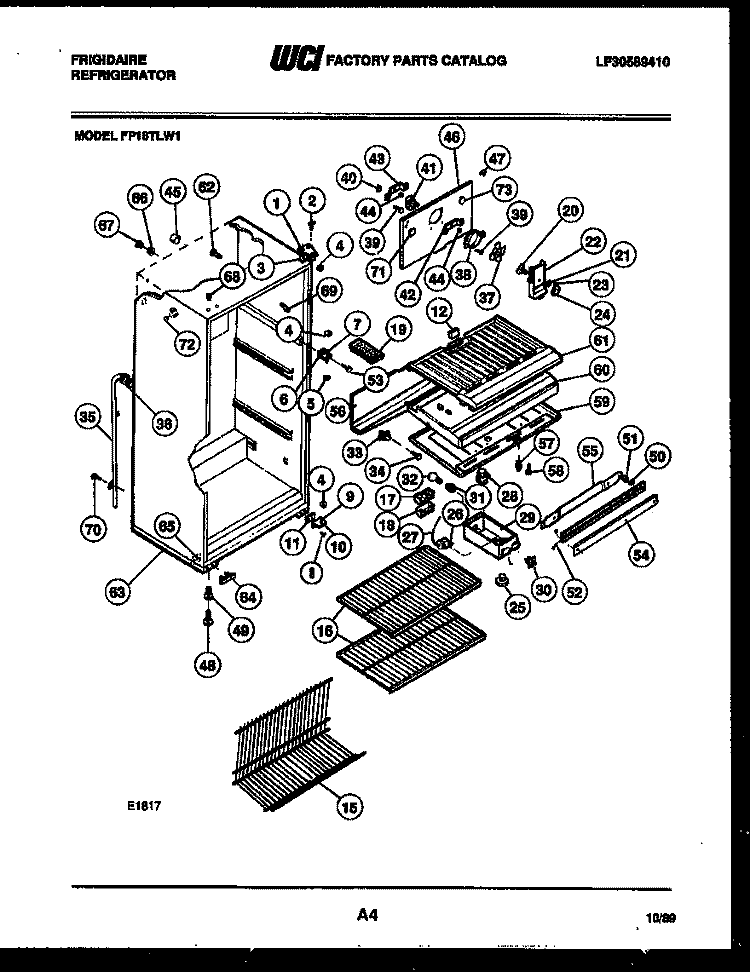 CABINET PARTS Diagram and Parts List for FP18TLH1  Frigidaire Refrigerator