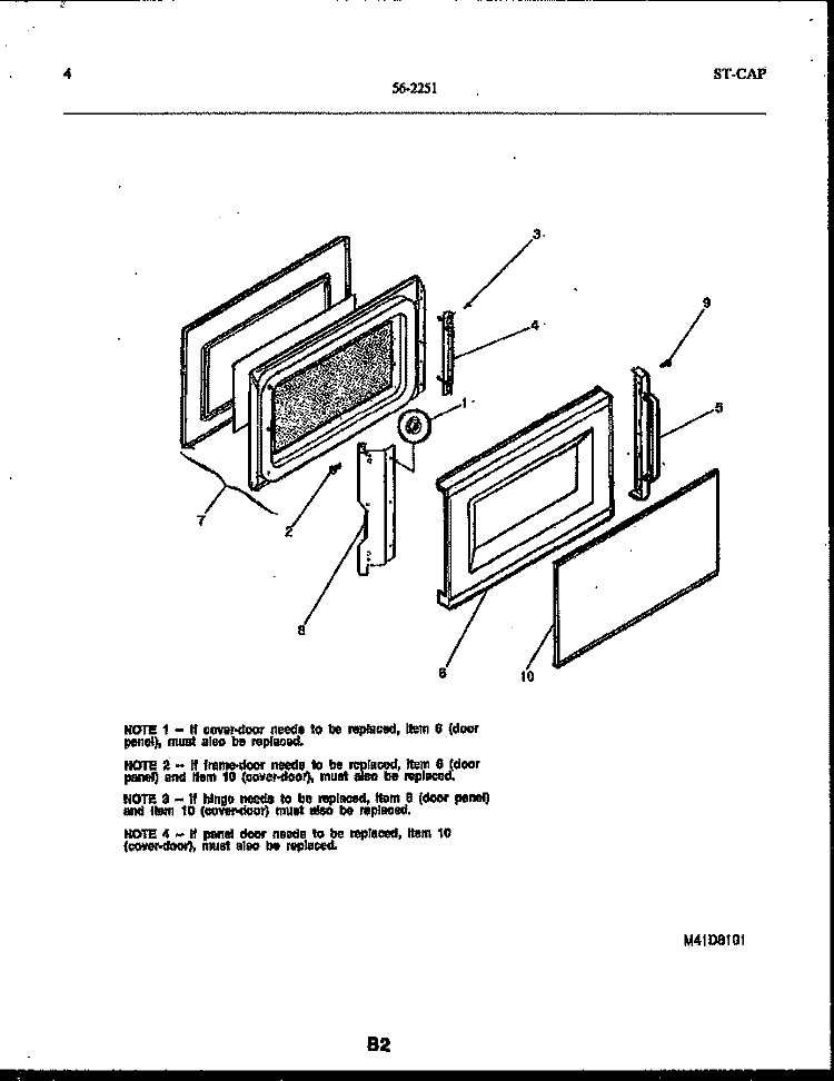 DOOR PARTS Diagram and Parts List for 56-2251-00-02  Tappan Microwave