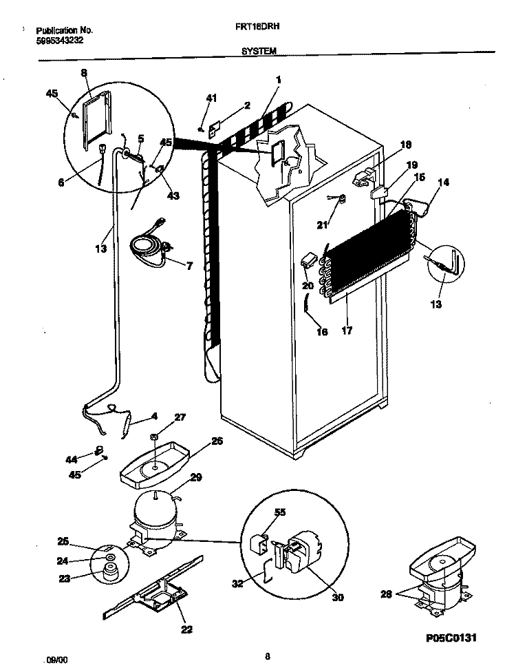 SYSTEM Diagram and Parts List for FRT18DRHY1  Frigidaire Refrigerator