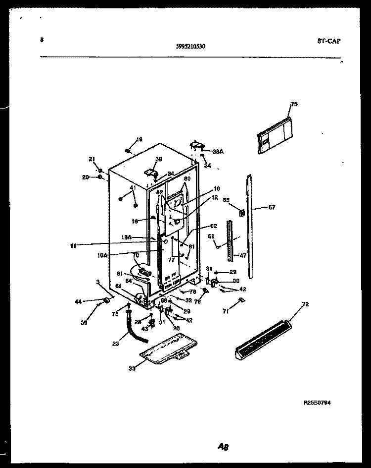 CABINET PARTS Diagram and Parts List for FSK190JN1D  Kelvinator Refrigerator