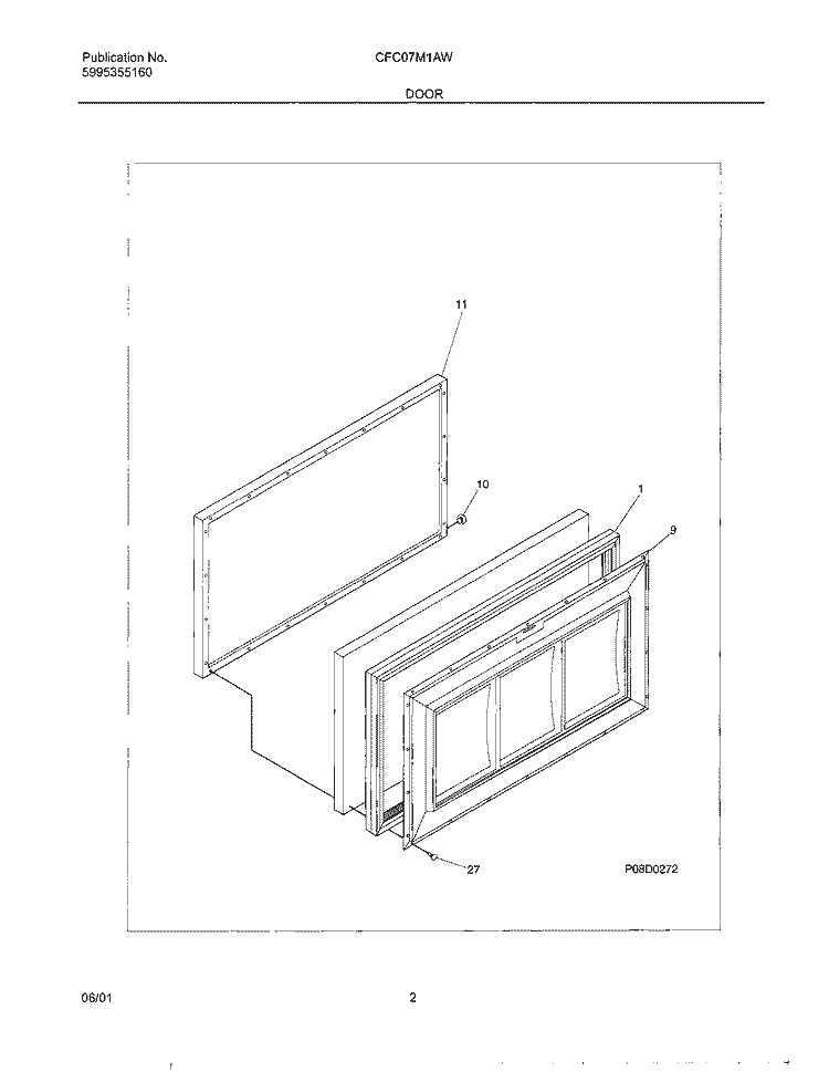 DOOR Diagram and Parts List for CFC07M1AW0  Uni Freezer