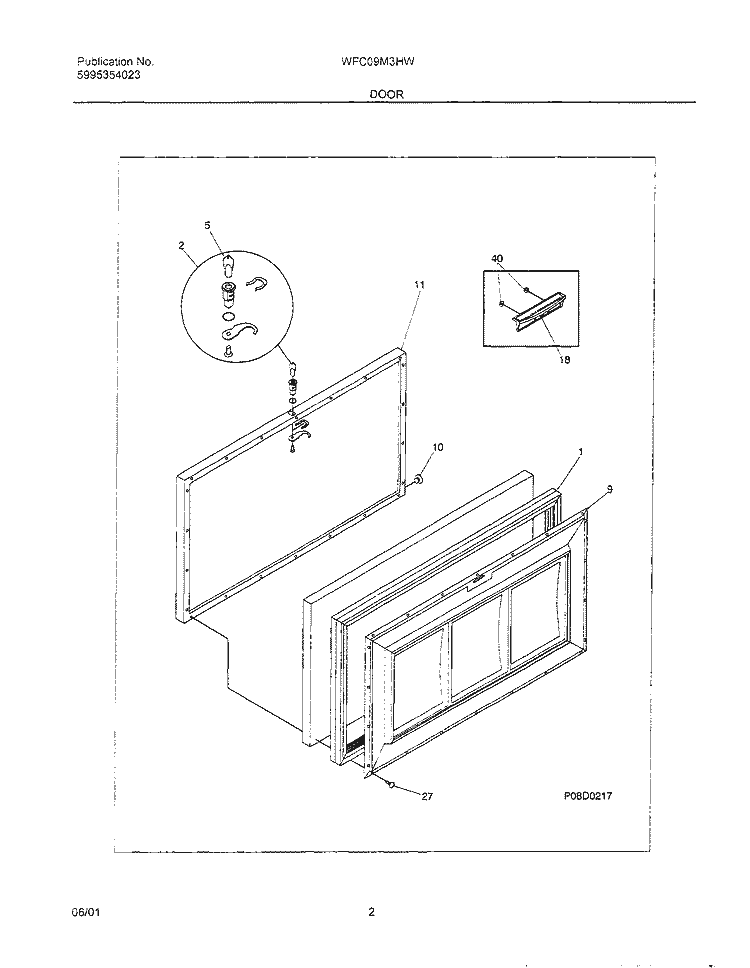 DOOR Diagram and Parts List for WFC09M3HW1  Westinghouse Freezer