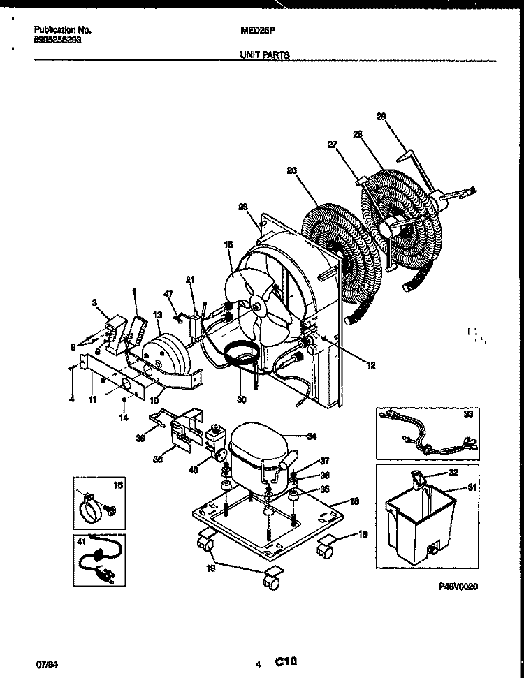 UNIT PARTS Diagram and Parts List for MED25P4  Frigidaire Dehumidifier