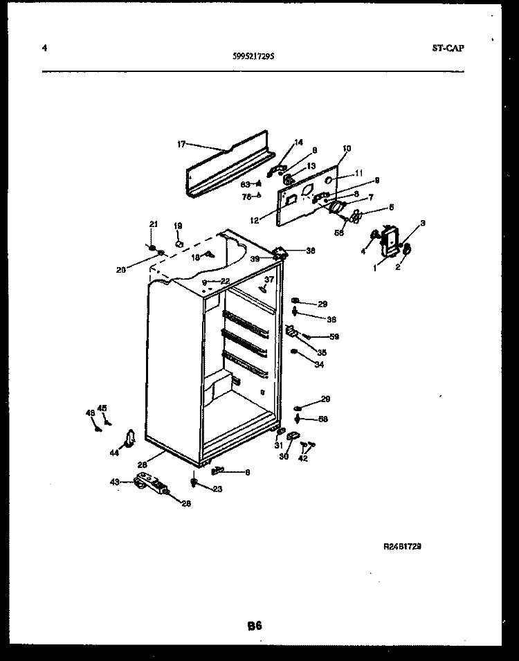 CABINET PARTS Diagram and Parts List for GTL142BK1  Frigidaire Refrigerator