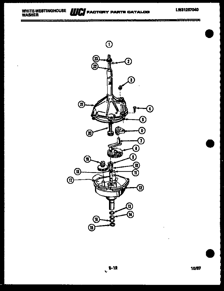 TRANSMISSION PARTS Diagram and Parts List for LA640JXW4  Frigidaire Washer