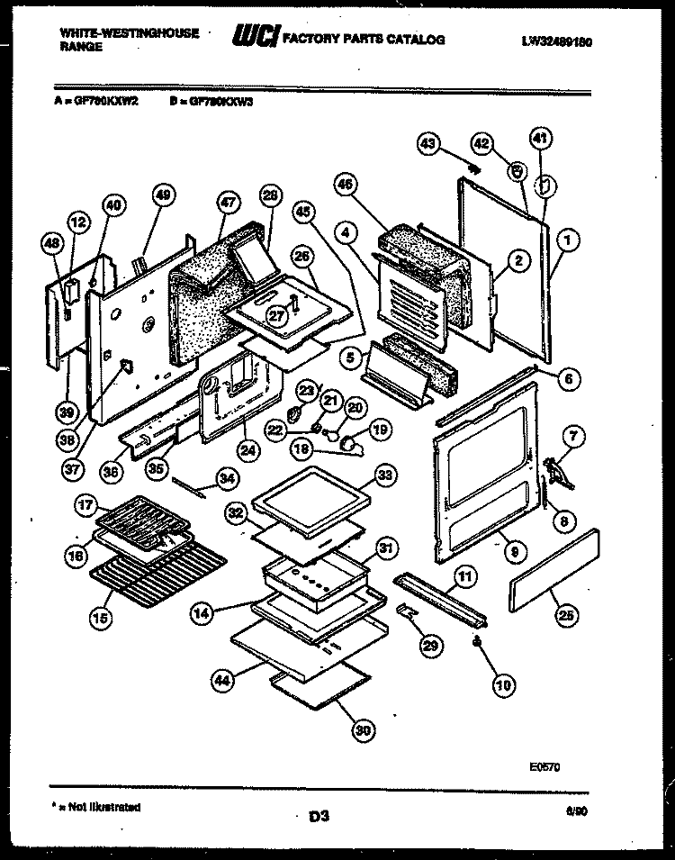 BODY PARTS Diagram and Parts List for GF780KXW3  Frigidaire Range