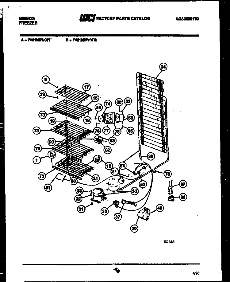 SYSTEM AND ELECTRICAL PARTS Diagram and Parts List for FV21M2WSFF  Gibson Freezer