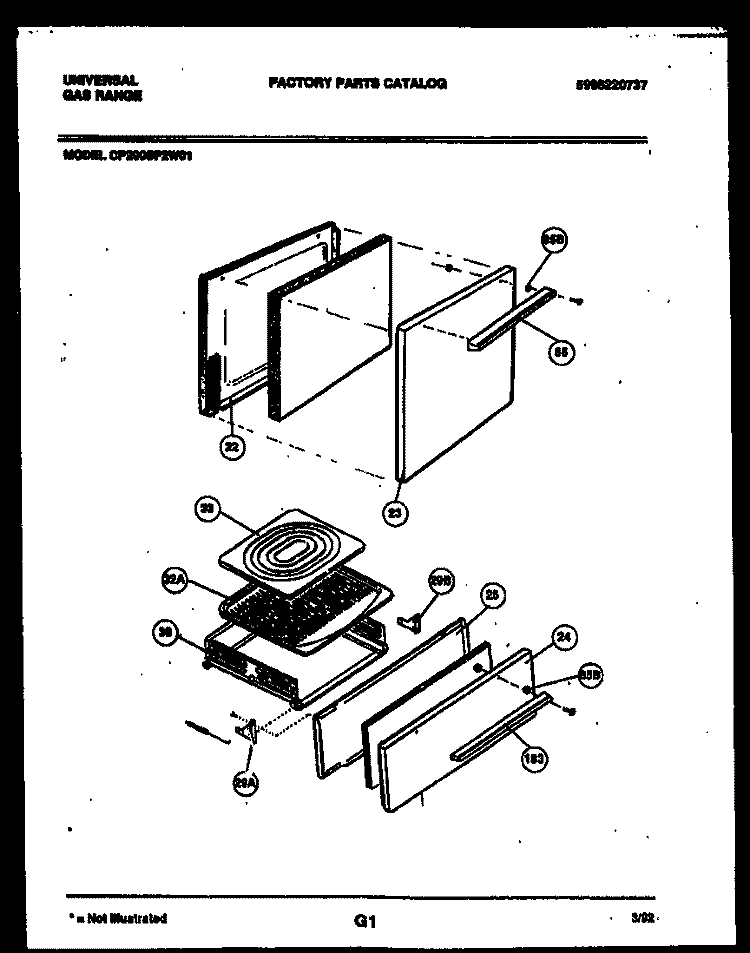 DOOR AND BROILER PARTS Diagram and Parts List for CP200SP2D1  Frigidaire Range