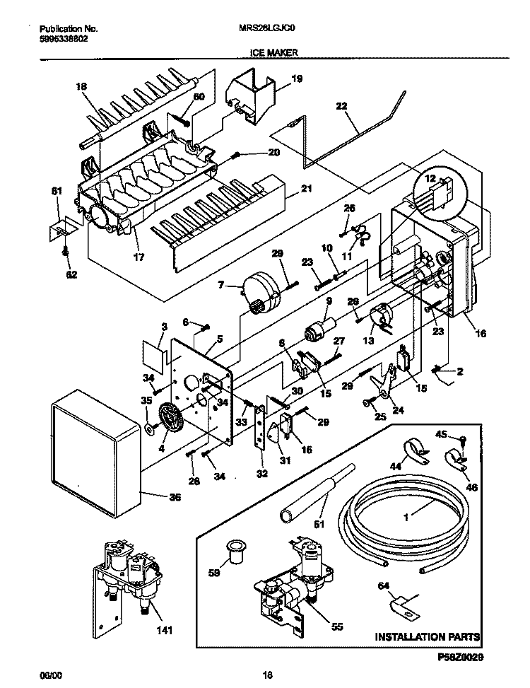 ICE MAKER Diagram and Parts List for MRS26LGJC0  Frigidaire Refrigerator