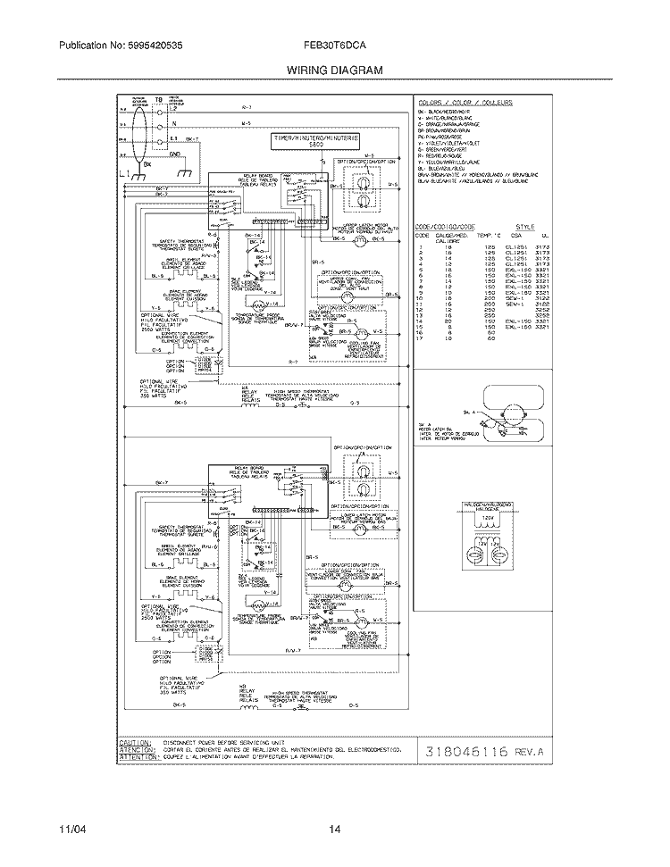WIRING DIAGRAM Diagram and Parts List for FEB30T6DCA  Frigidaire Wall Oven