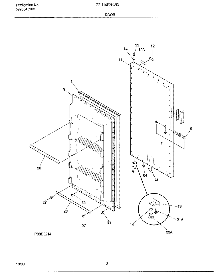 DOOR Diagram and Parts List for GFU14F3HW3  Gibson Freezer