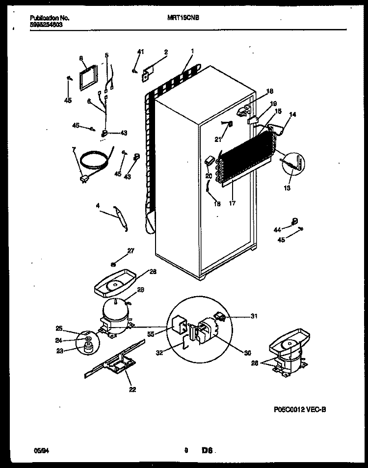 SYSTEM AND AUTOMATIC DEFROST PARTS Diagram and Parts List for MRT15CNBD0  Frigidaire Refrigerator