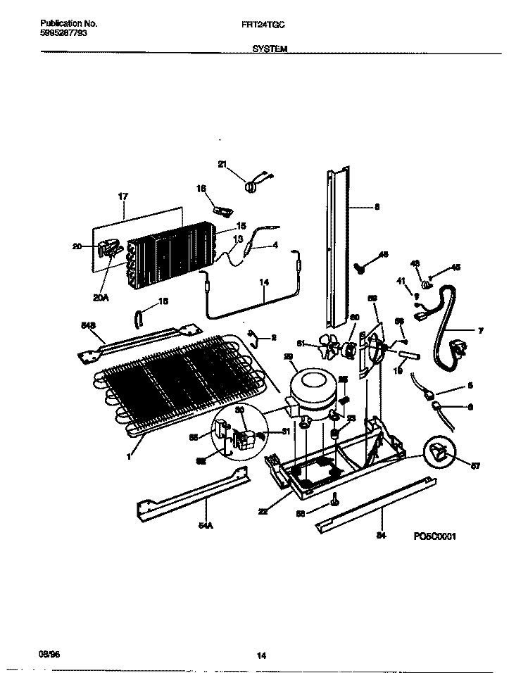 SYSTEM Diagram and Parts List for FRT24TGCD4  Frigidaire Refrigerator
