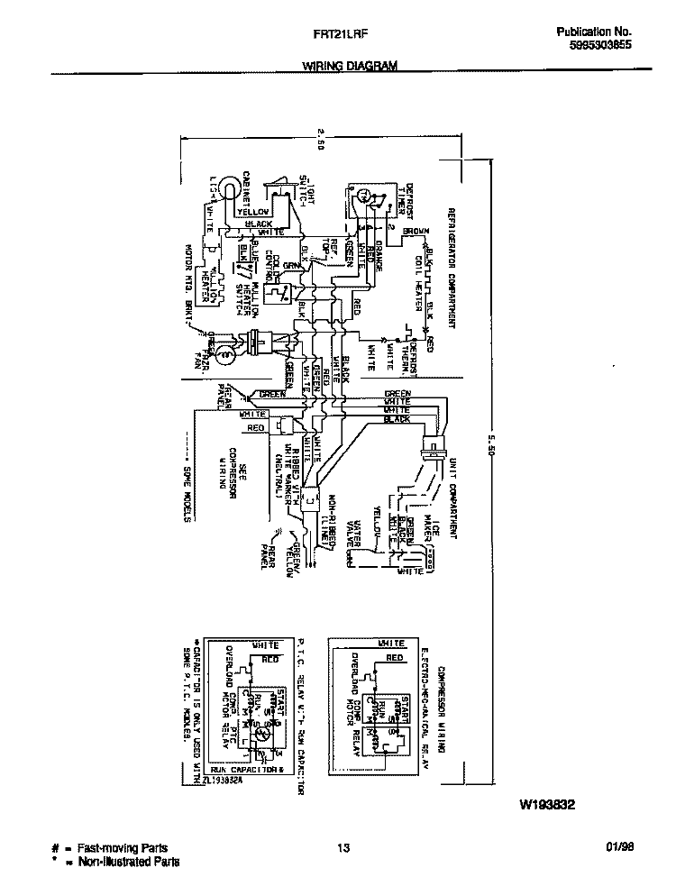 WIRING DIAGRAM Diagram and Parts List for FRT21LRFD2  Frigidaire Refrigerator