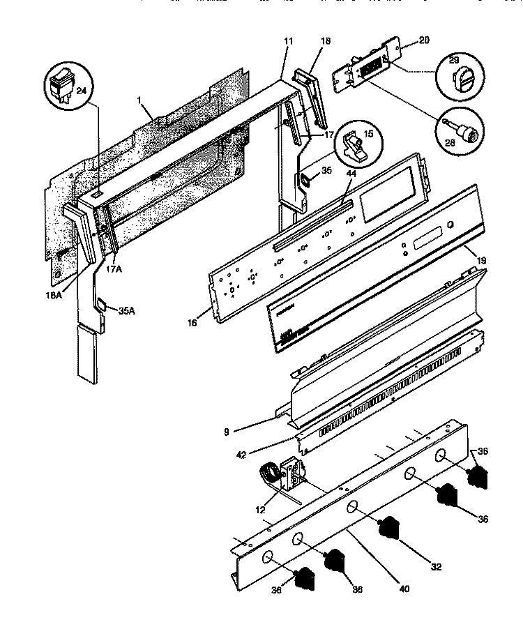 BACKGUARD Diagram and Parts List for 30-2232-00-04  Tappan Range