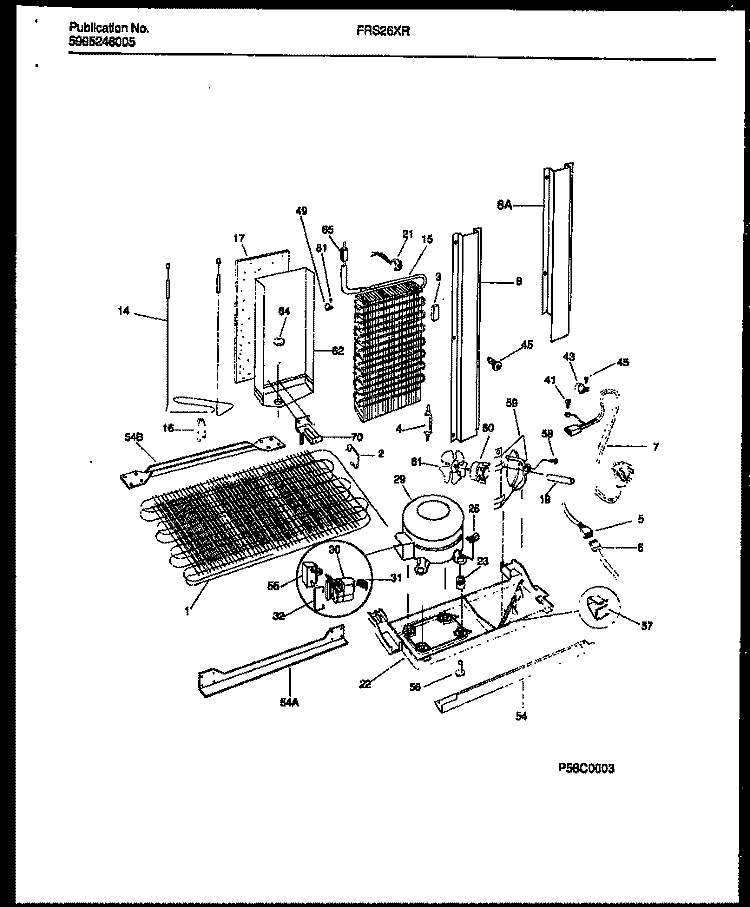 SYSTEM AND AUTOMATIC DEFROST PARTS Diagram and Parts List for FRS26XRAB0  Frigidaire Refrigerator