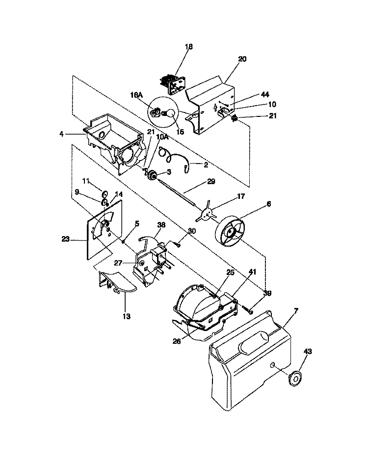 ICE CONTAINER, DRIVE Diagram and Parts List for FRS22WPCW0  Frigidaire Refrigerator