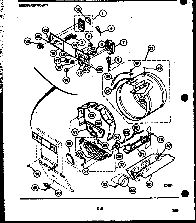 CONSOLE, CONTROL AND DRUM Diagram and Parts List for SM115LXD1  Frigidaire Washer