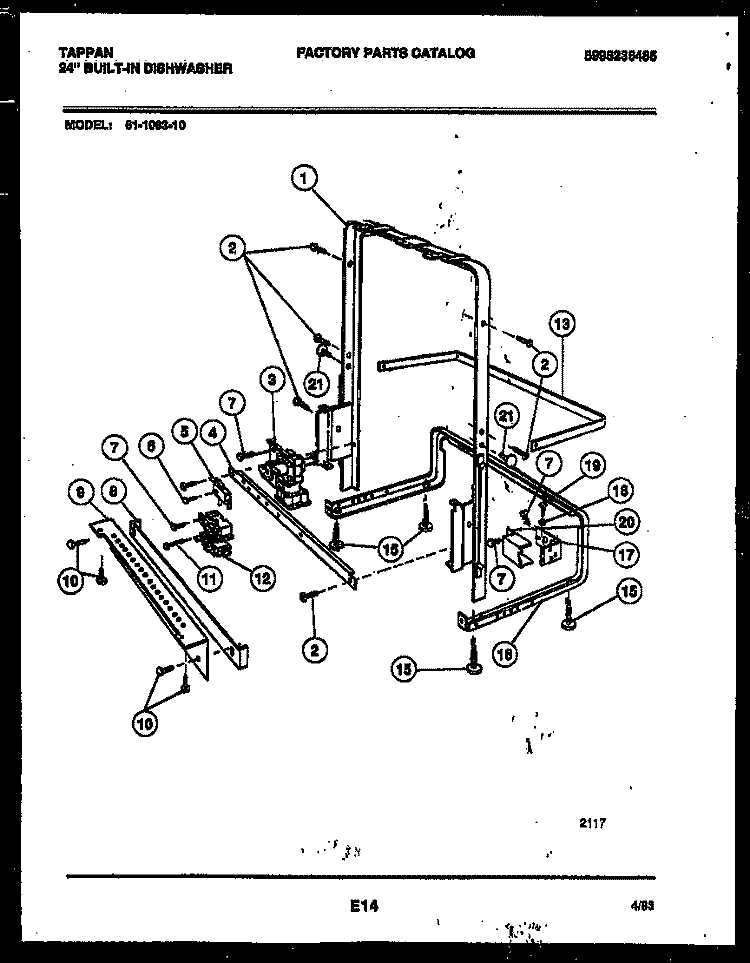 POWER DRY AND MOTOR PARTS Diagram and Parts List for 61-1083-10-00  Tappan Dishwasher