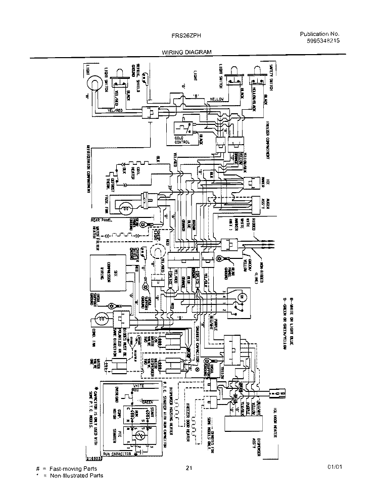 WIRING DIAGRAM Diagram and Parts List for FRS26ZPHD4  Frigidaire Refrigerator