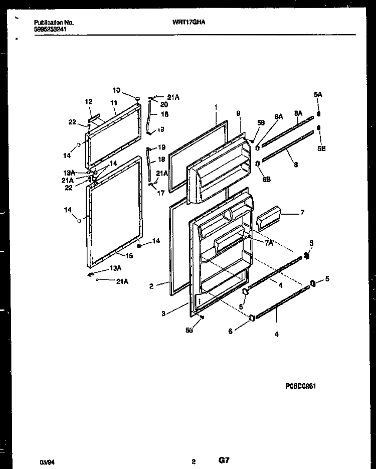 DOOR PARTS Diagram and Parts List for WRT17GHAW0  Frigidaire Refrigerator
