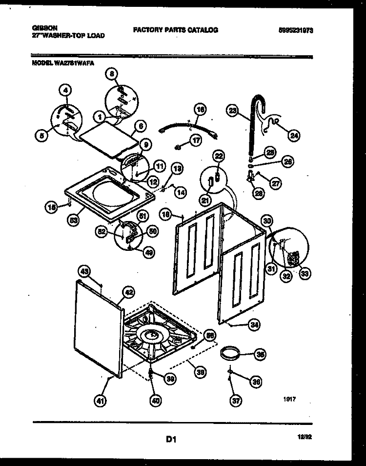 CABINET PARTS Diagram and Parts List for WA27S1WAFA  Gibson Washer