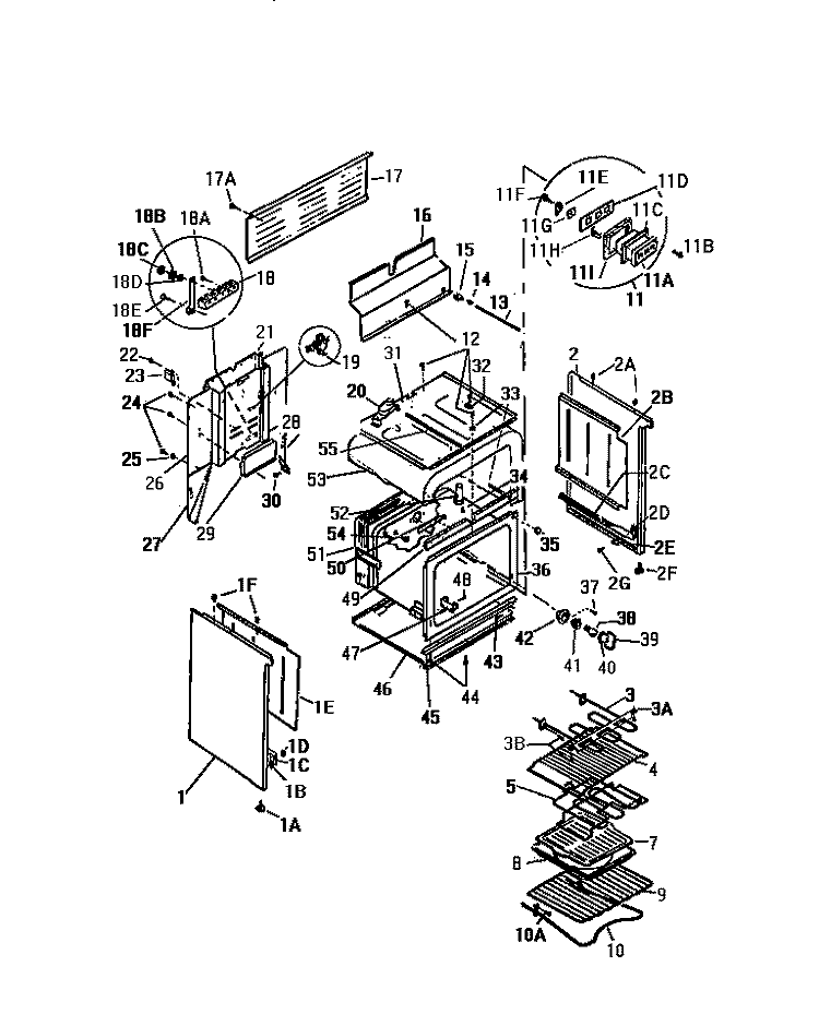 BODY, SIDE PANELS Diagram and Parts List for KF650GDD2  Frigidaire Range