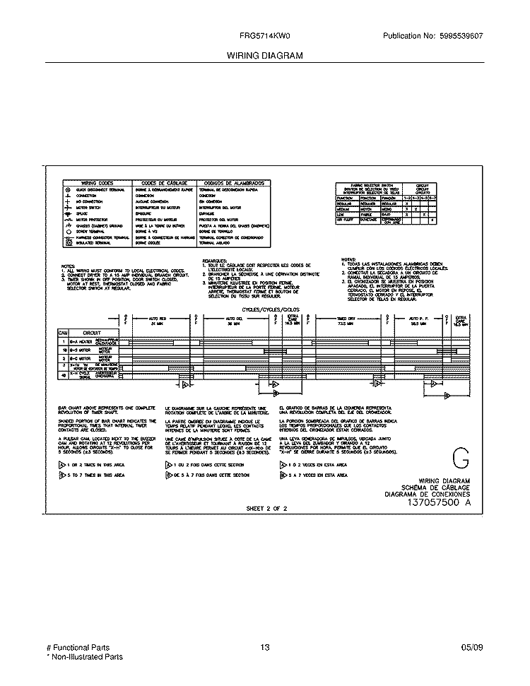 WIRING DIAGRAM Diagram and Parts List for FRG5714KW0  Frigidaire Dryer