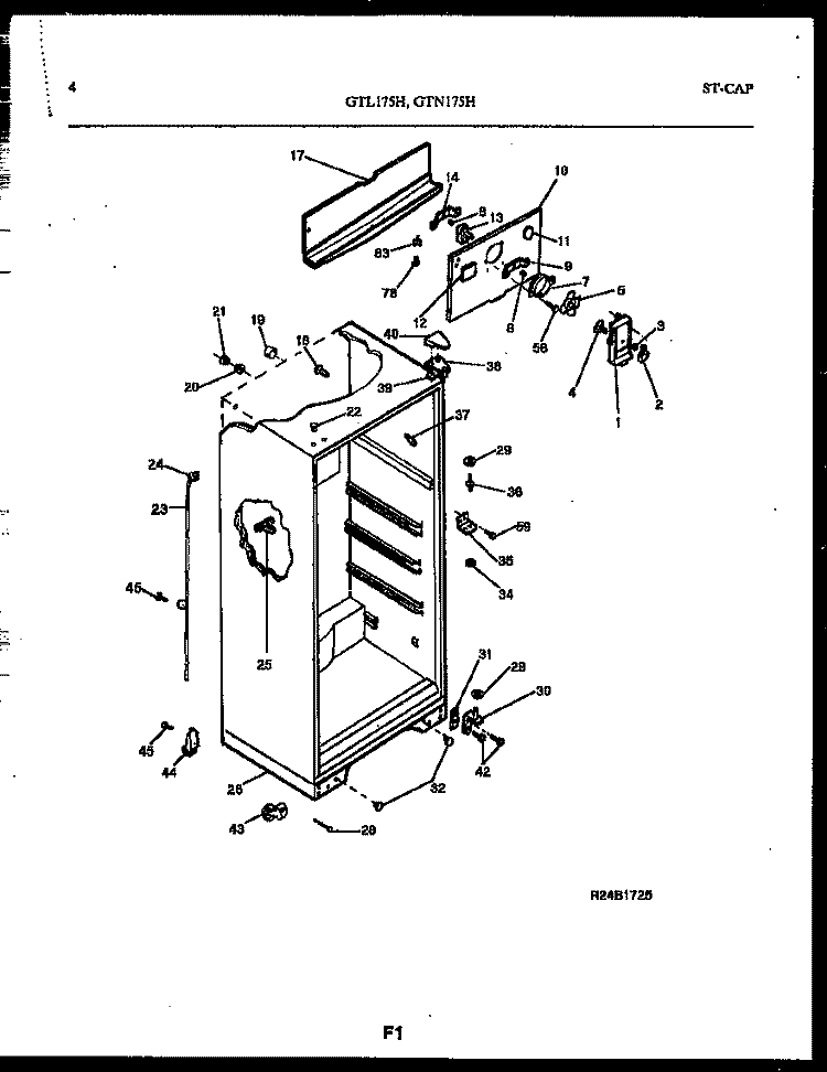 CABINET PARTS Diagram and Parts List for GTL175HH4  Frigidaire Refrigerator