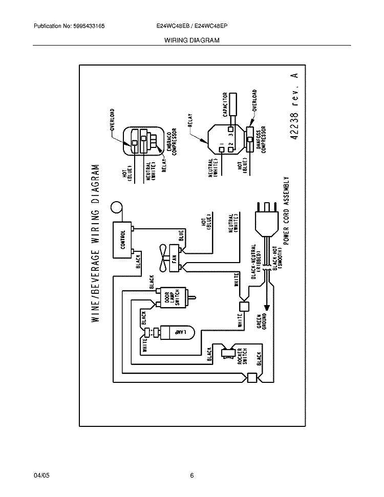WIRING DIAGRAM Diagram and Parts List for E24WC48EBS0  Electrolux Wine and Beverage Cooler