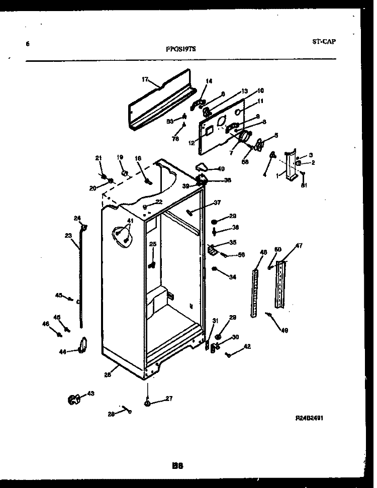 CABINET PARTS Diagram and Parts List for FPGS19TSL0  Frigidaire Refrigerator