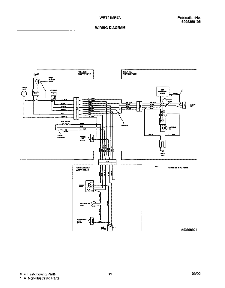 WIRING DIAGRAM Diagram and Parts List for WRT21MR7AS0  Westinghouse Refrigerator