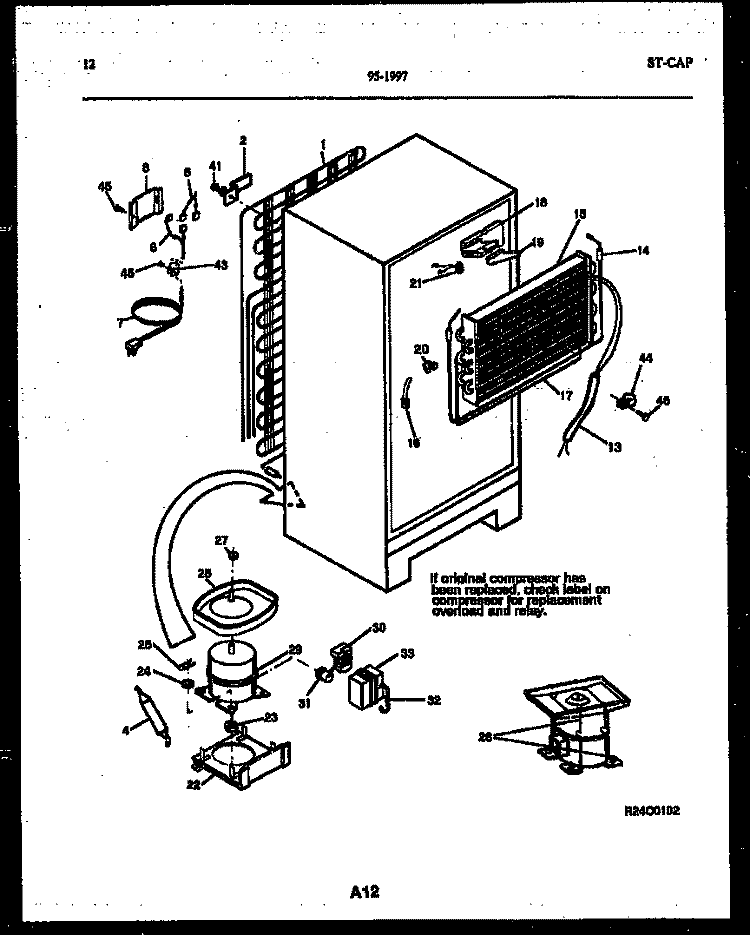 SYSTEM AND AUTOMATIC DEFROST PARTS Diagram and Parts List for 95-1997-66-04  Tappan Refrigerator