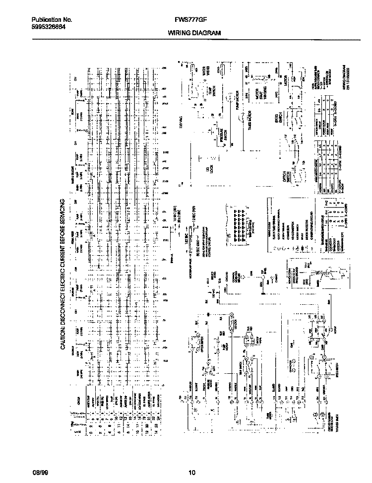 WIRING DIAGRAM Diagram and Parts List for FWS777GFT0  Frigidaire Washer