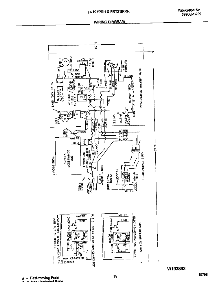 WIRING DIAGRAM Diagram and Parts List for FRT21IPRHW3  Frigidaire Refrigerator