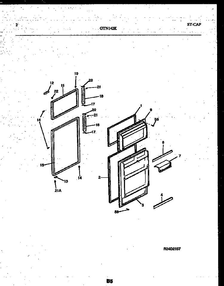 DOOR PARTS Diagram and Parts List for GTL142WK2  Frigidaire Refrigerator