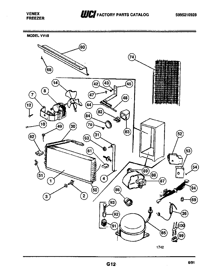 SYSTEM Diagram and Parts List for VV18  Frigidaire Freezer