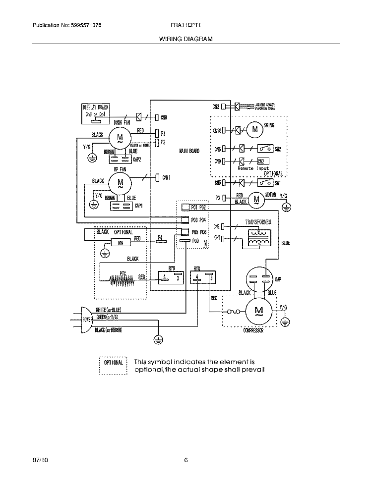 WIRING DIAGRAM Diagram and Parts List for FRA11EPT10  Frigidaire Air Conditioner