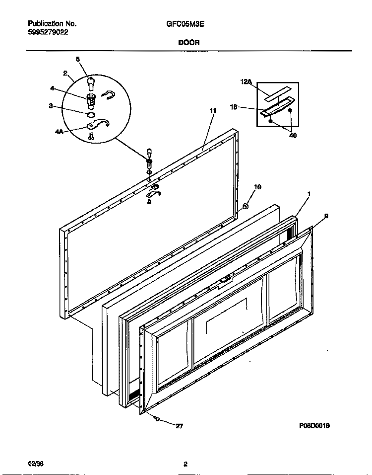 DOOR Diagram and Parts List for GFC05M3EW0  Gibson Freezer