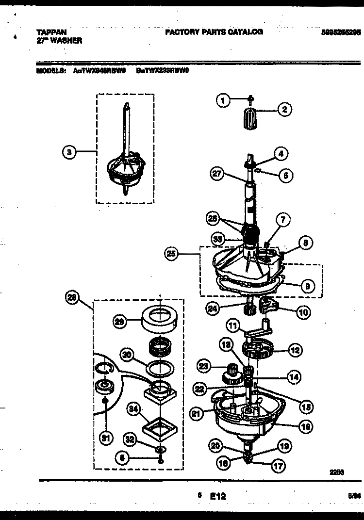 TRANSMISSION PARTS Diagram and Parts List for TWX233RBW0  Tappan Washer