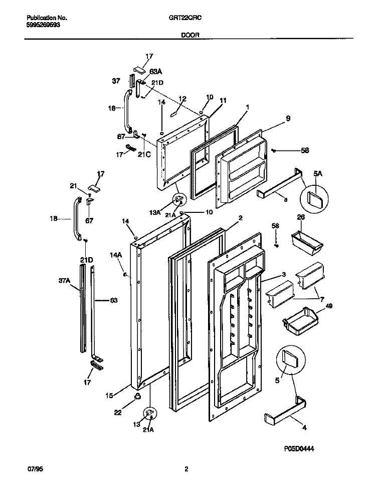 DOOR Diagram and Parts List for GRT22QRCD0  Gibson Refrigerator