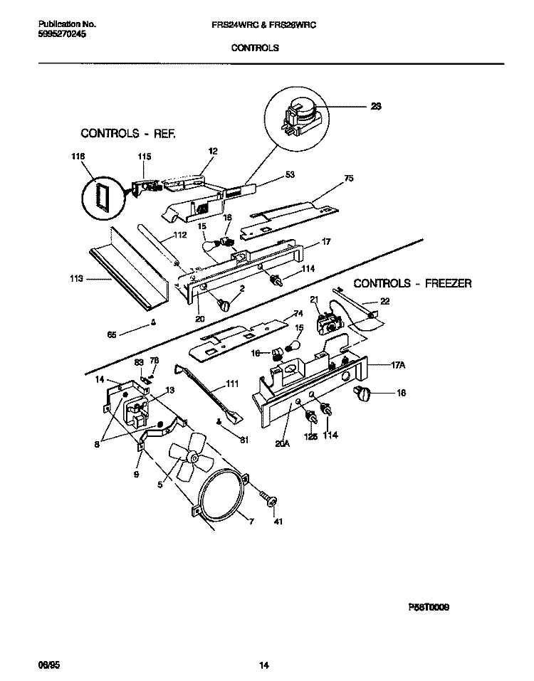 CONTROLS Diagram and Parts List for FRS26WRCD1  Frigidaire Refrigerator