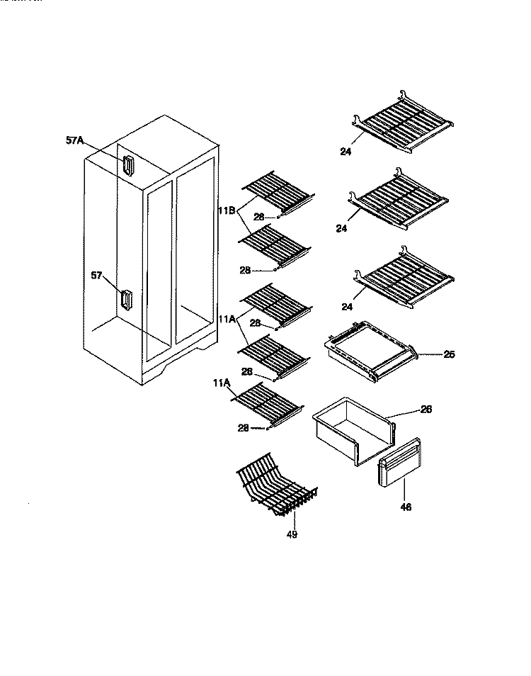 SHELVES Diagram and Parts List for MRS20BRCD0  Frigidaire Refrigerator
