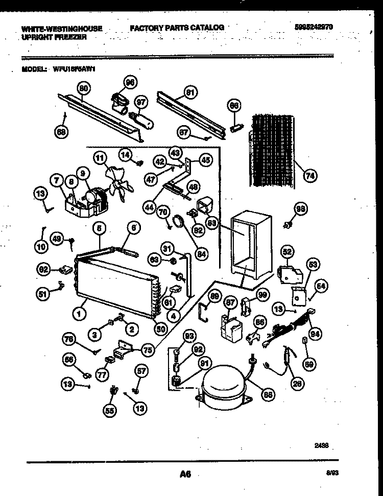 SYSTEM AND AUTOMATIC DEFROST PARTS Diagram and Parts List for WFU16F5AW1  Frigidaire Freezer