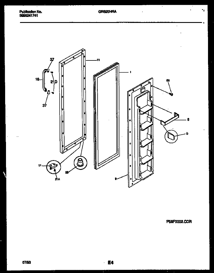 FREEZER DOOR PARTS Diagram and Parts List for GRS20HRAD0  Gibson Refrigerator