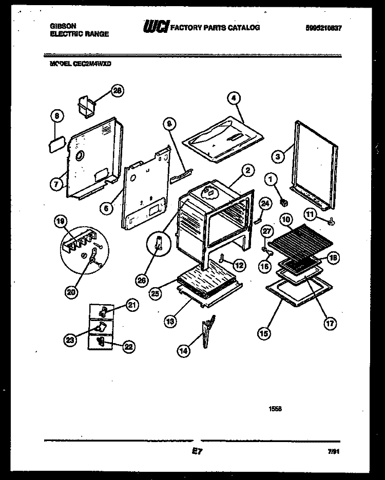 BODY PARTS Diagram and Parts List for CEC2M4WXD  Gibson Range