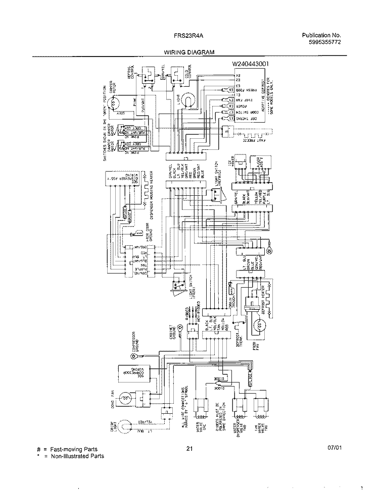 WIRING DIAGRAM Diagram and Parts List for FRS23R4AW1  Frigidaire Refrigerator