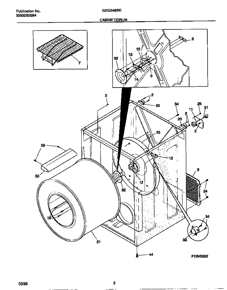 CABINET / DRUM Diagram and Parts List for GDG546RES0  Gibson Dryer