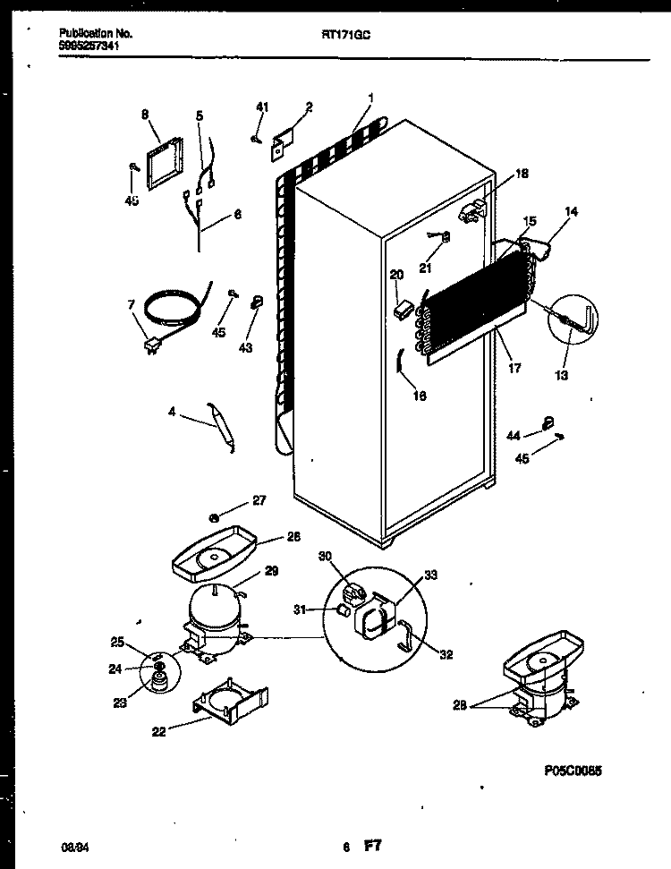 SYSTEM AND AUTOMATIC DEFROST PARTS Diagram and Parts List for RT171GCW2  Frigidaire Refrigerator